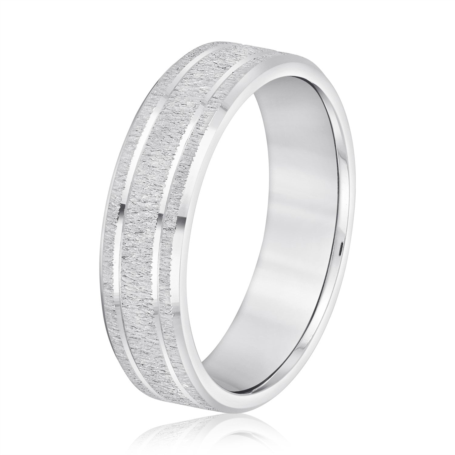 Men's Classic Carved Design Band with Double Lines-VIRABYANI